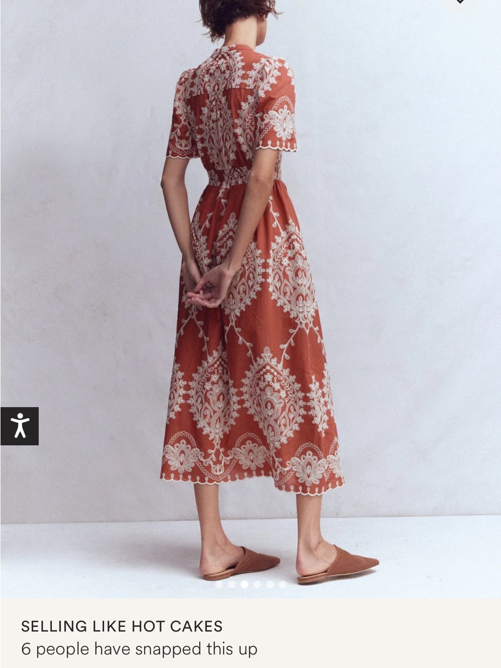 Boden Terracotta Embroidered Midi Dress - Picture 4 of 4
